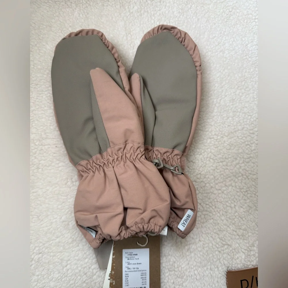 wheat MITTENS TECH snow gloves 10-12Y fit for regular adults as well